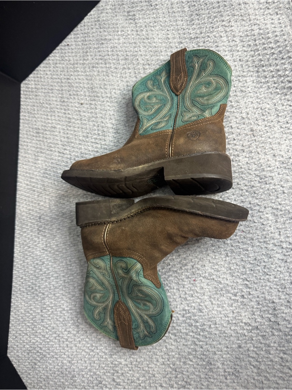 Ariat Ladies Fatbaby Heritage Worn Hickory & Shamrock Boots Sz 7 - Picture 2 of 7